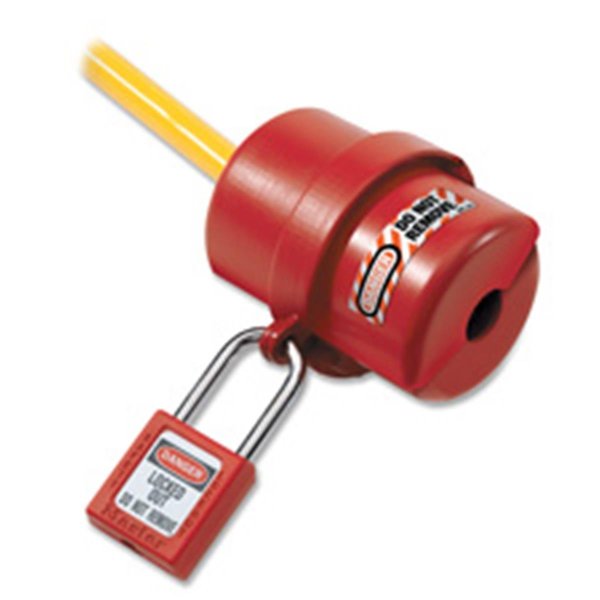 Master Lock Company Electrical Plug Lockout- Circular 240-120 Volt Plug- Red MA462963